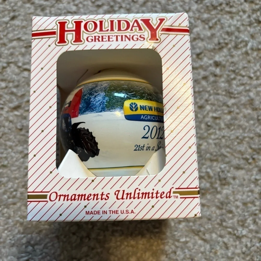 Vintage New Holland Ball Ornament NEW Holiday Greetings Tractor Christmas 2012